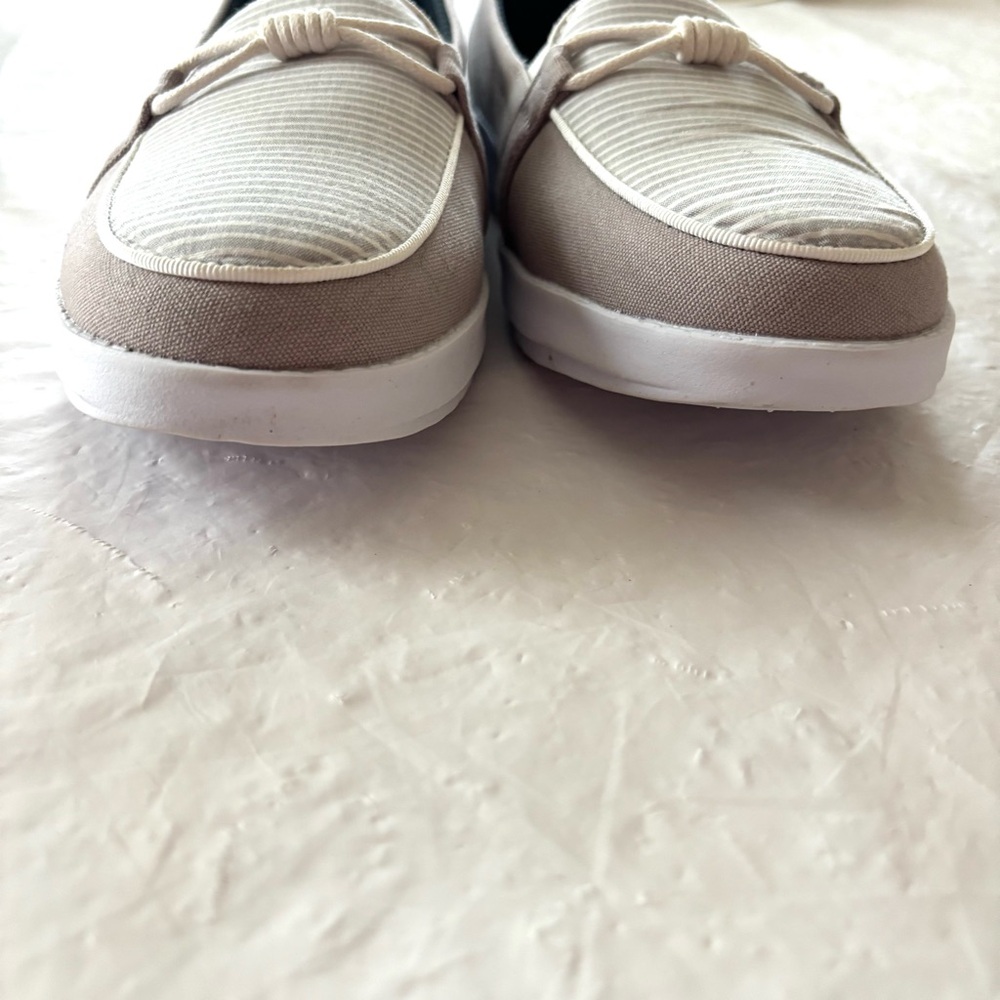 NWOT Island Surf Gray White FOM Gia Ortho Canvas Boat Loafers SZ 8.5 - Picture 5 of 13